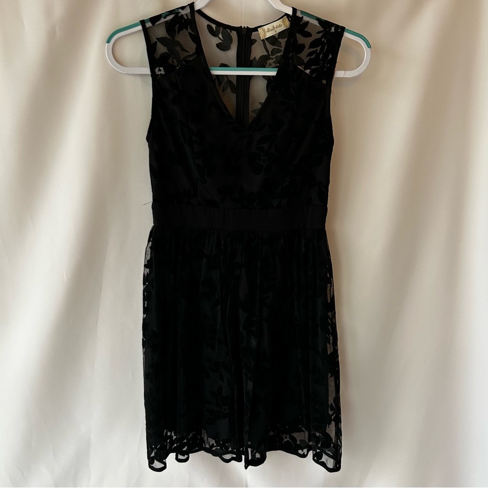 Altar’d State Illusion Velvet Burnout Black Lace Dress